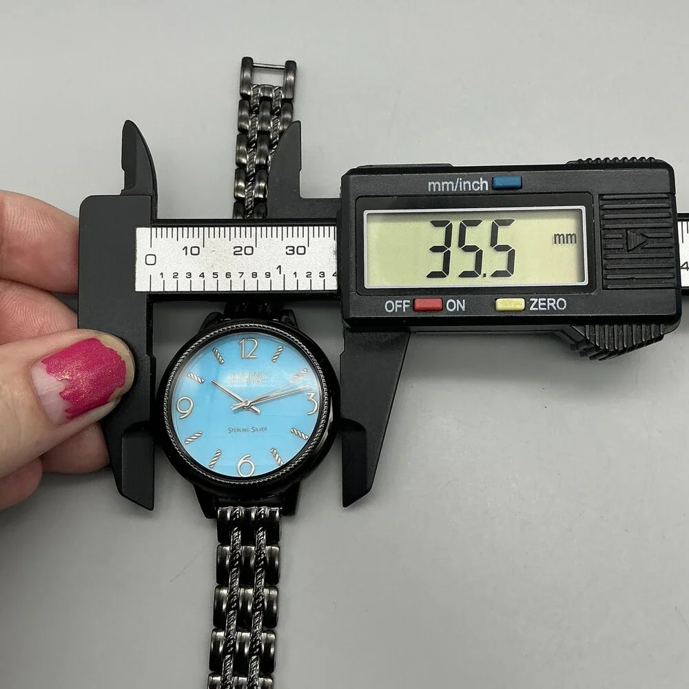 Ecclissi 33822 Womens Watch 36mm Blue Dial Sterling Silver in Box New Battery
